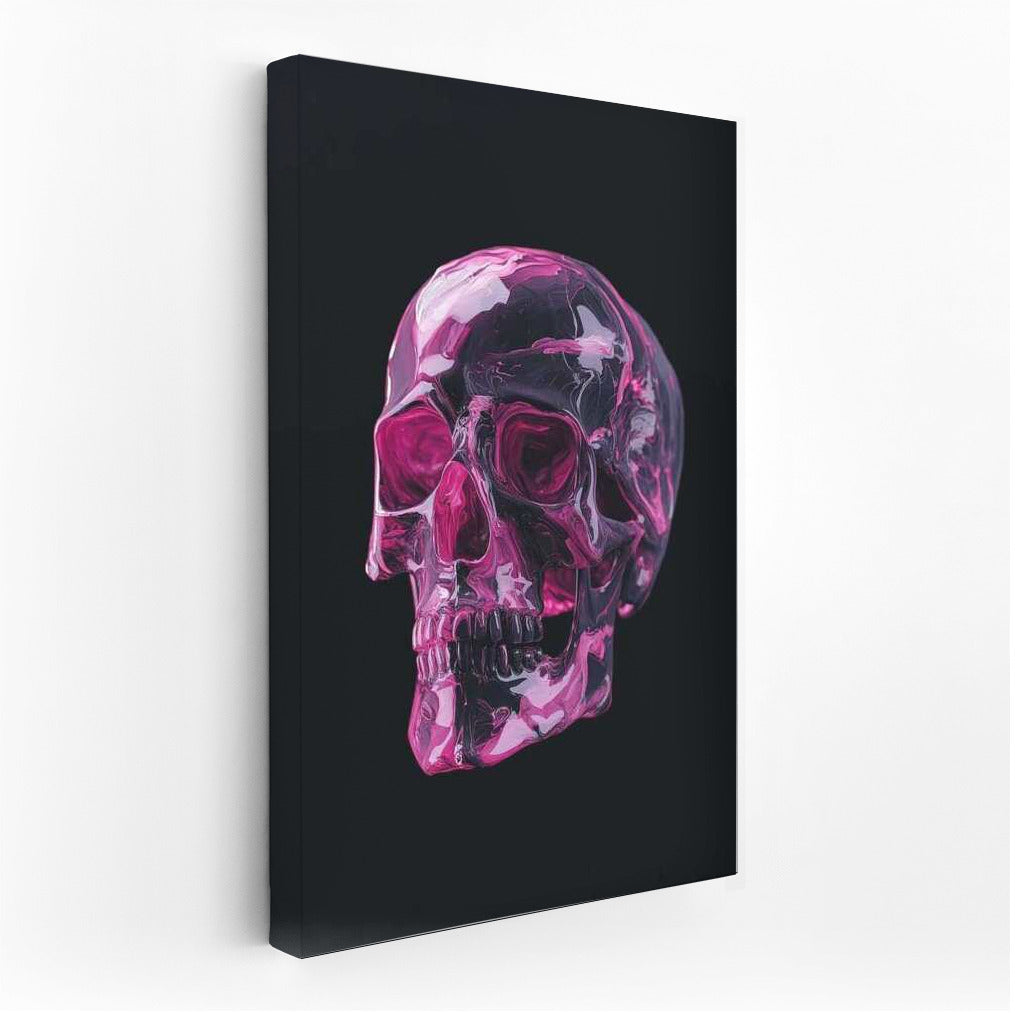 Bright Pink Skull: Modern Chic On Black Background