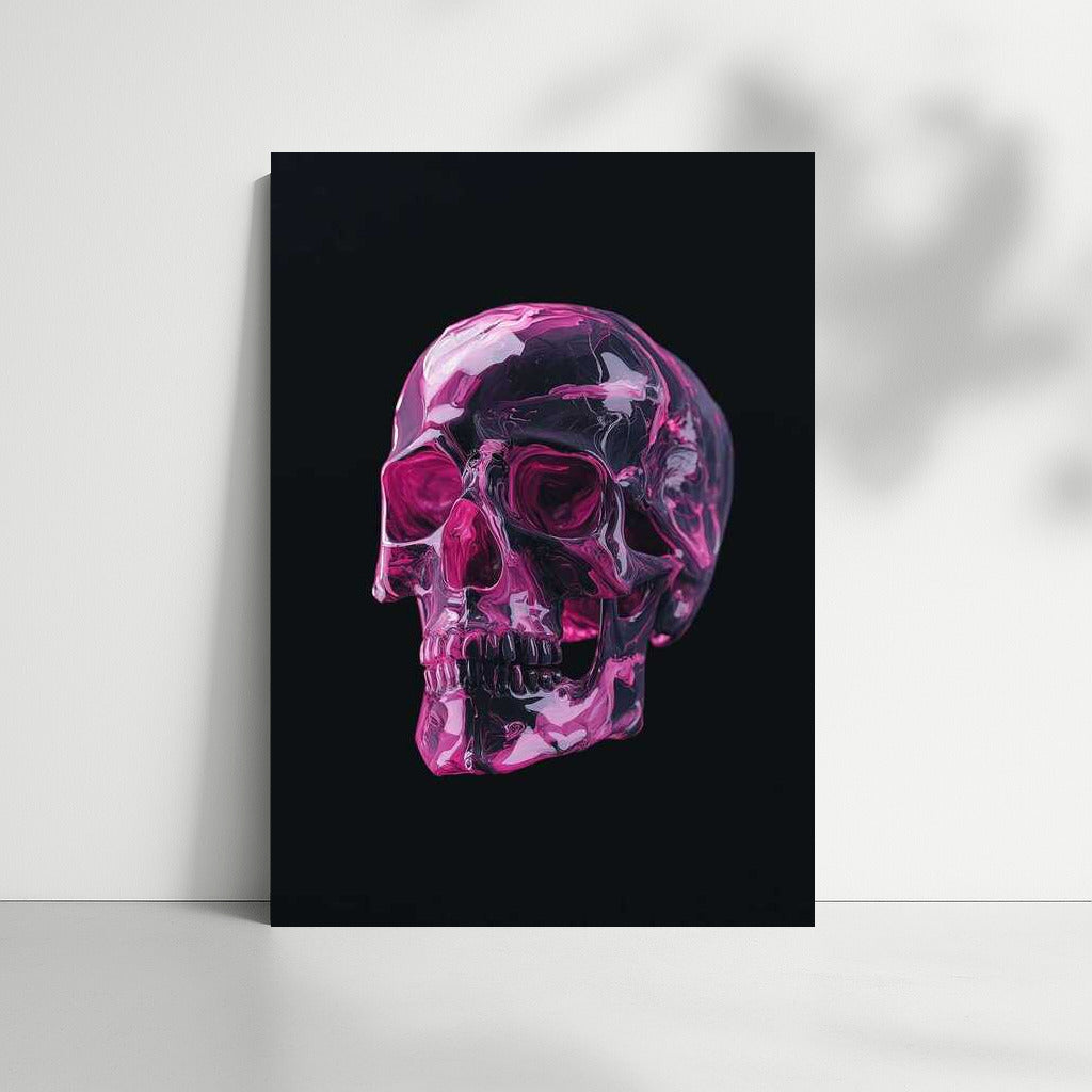 Bright Pink Skull: Modern Chic On Black Background