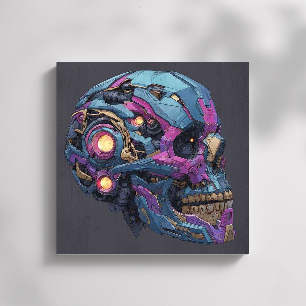 Futuristic Skull in Bright Colors