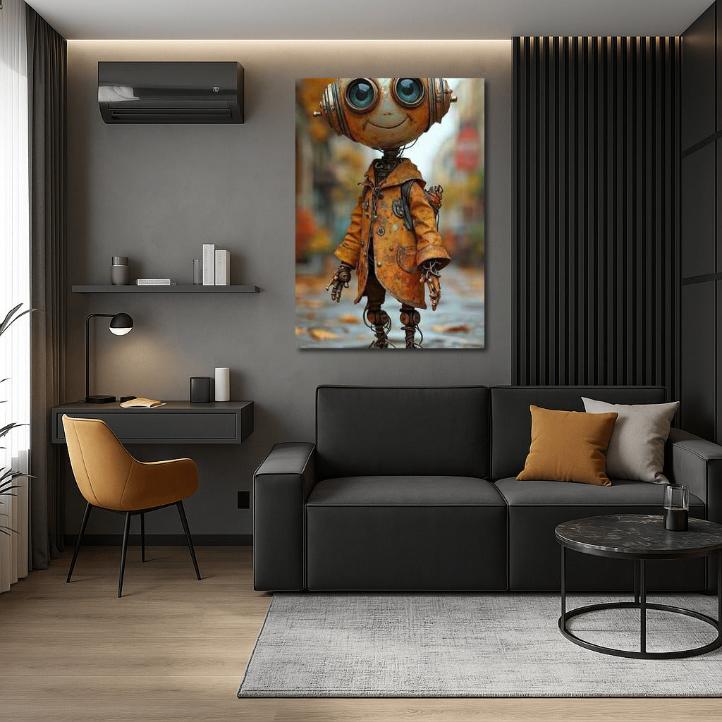 Mechanical Gentleman in Retro Coat: Steampunk Charm