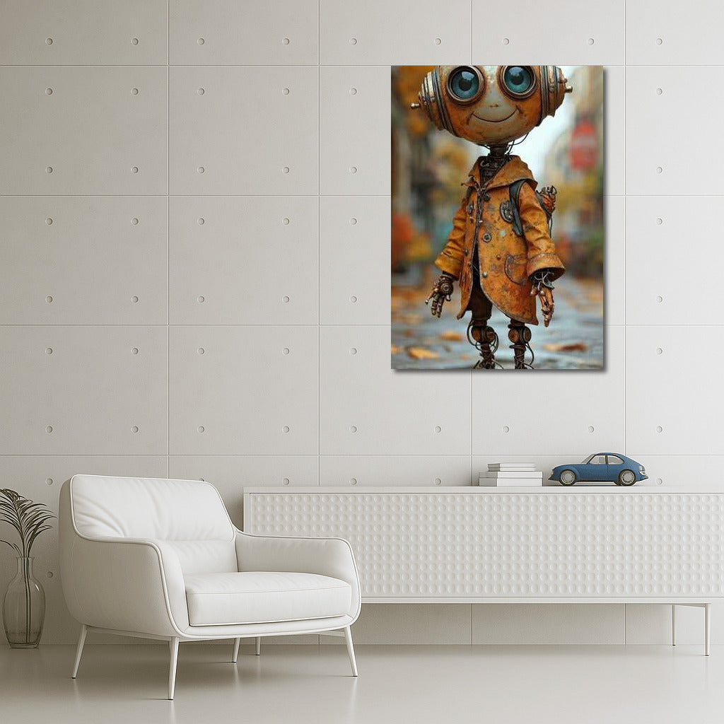 Mechanical Gentleman in Retro Coat: Steampunk Charm