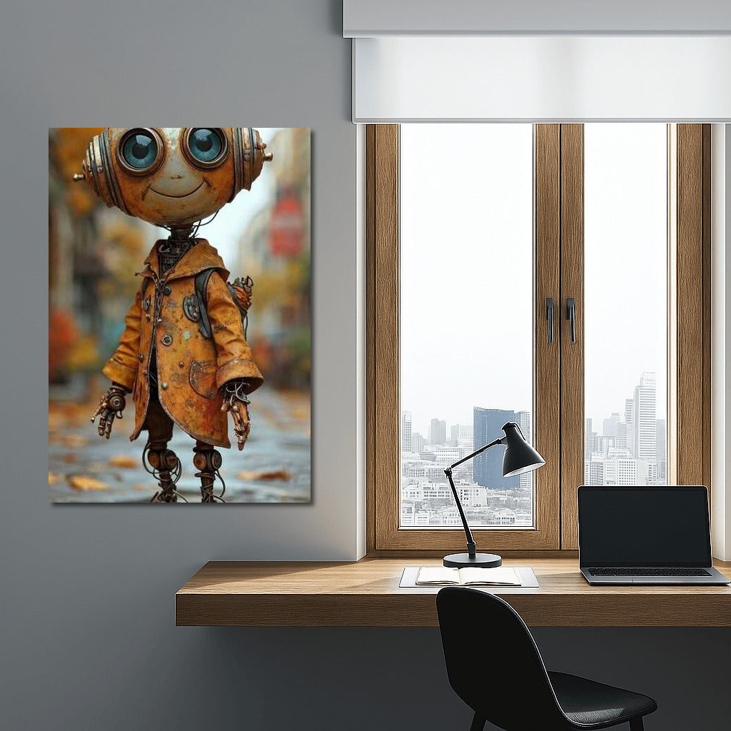 Mechanical Gentleman in Retro Coat: Steampunk Charm