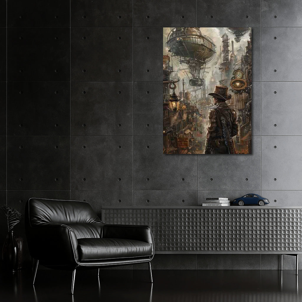 Mysterious Traveler in the World of Steampunk Machines