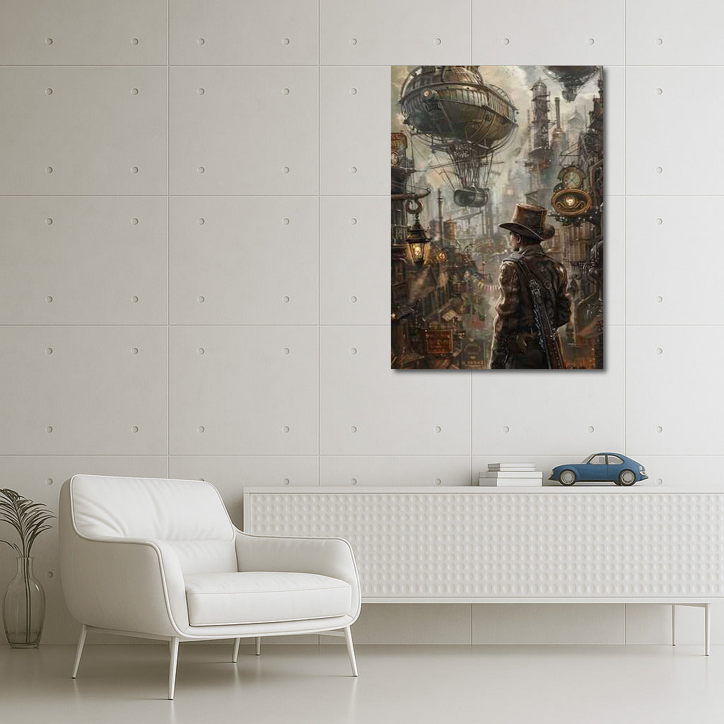 Mysterious Traveler in the World of Steampunk Machines