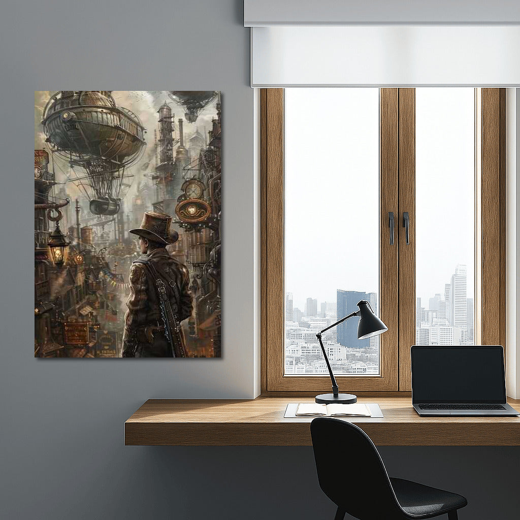 Mysterious Traveler in the World of Steampunk Machines