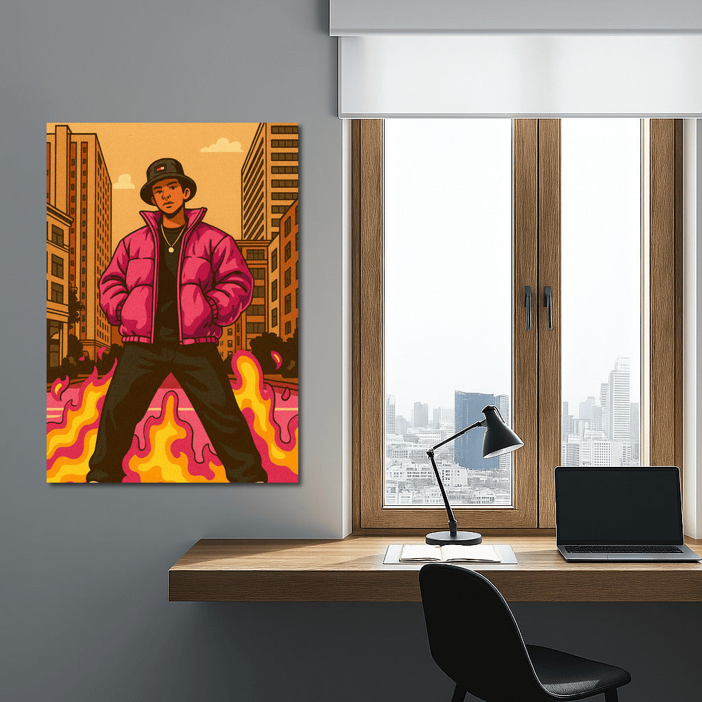 Bright Hero in the City: Streetwear Hype Culture Energy