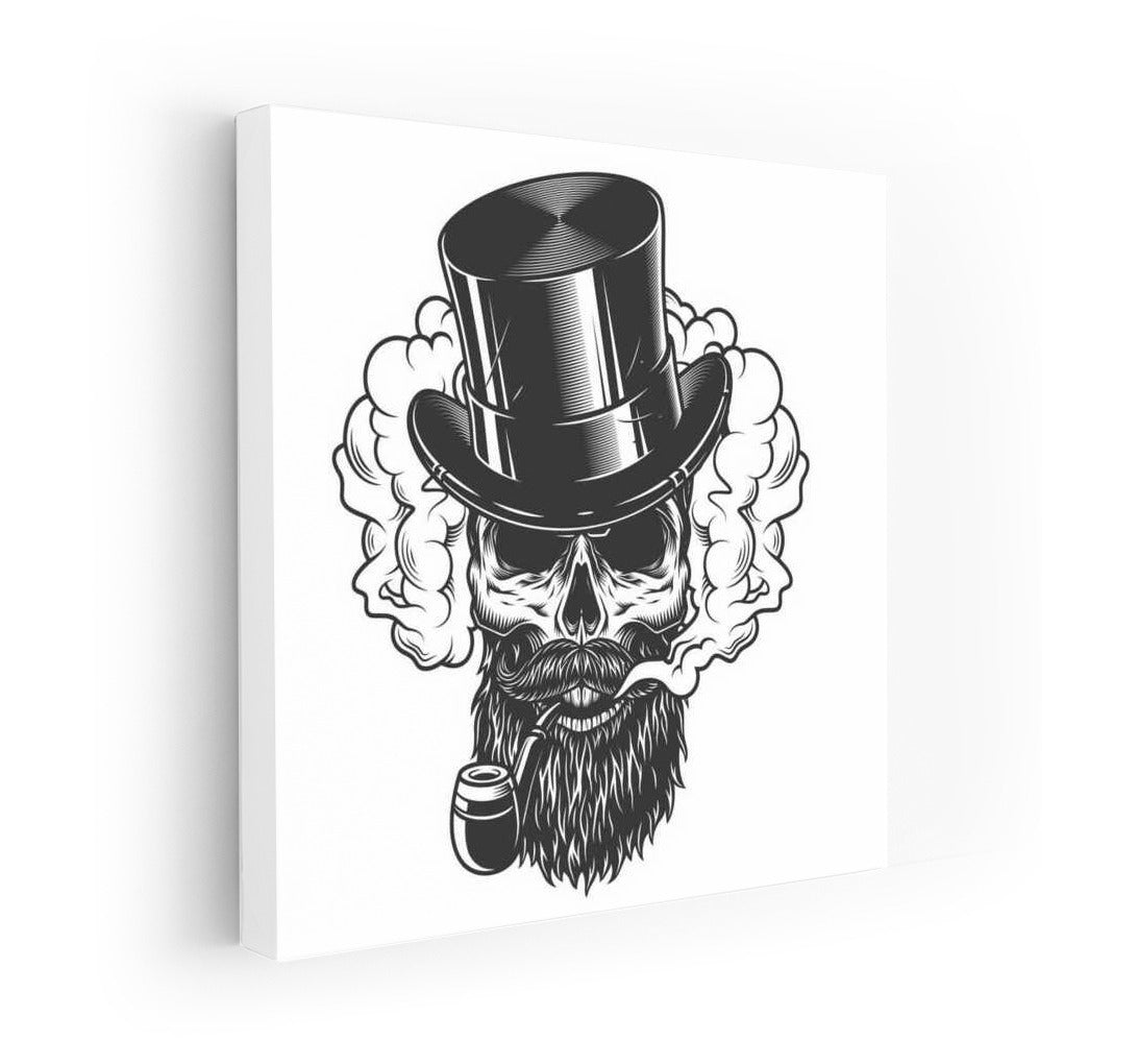 Skull Tattoo in Top Hat with Pipe: Cheeky Charm
