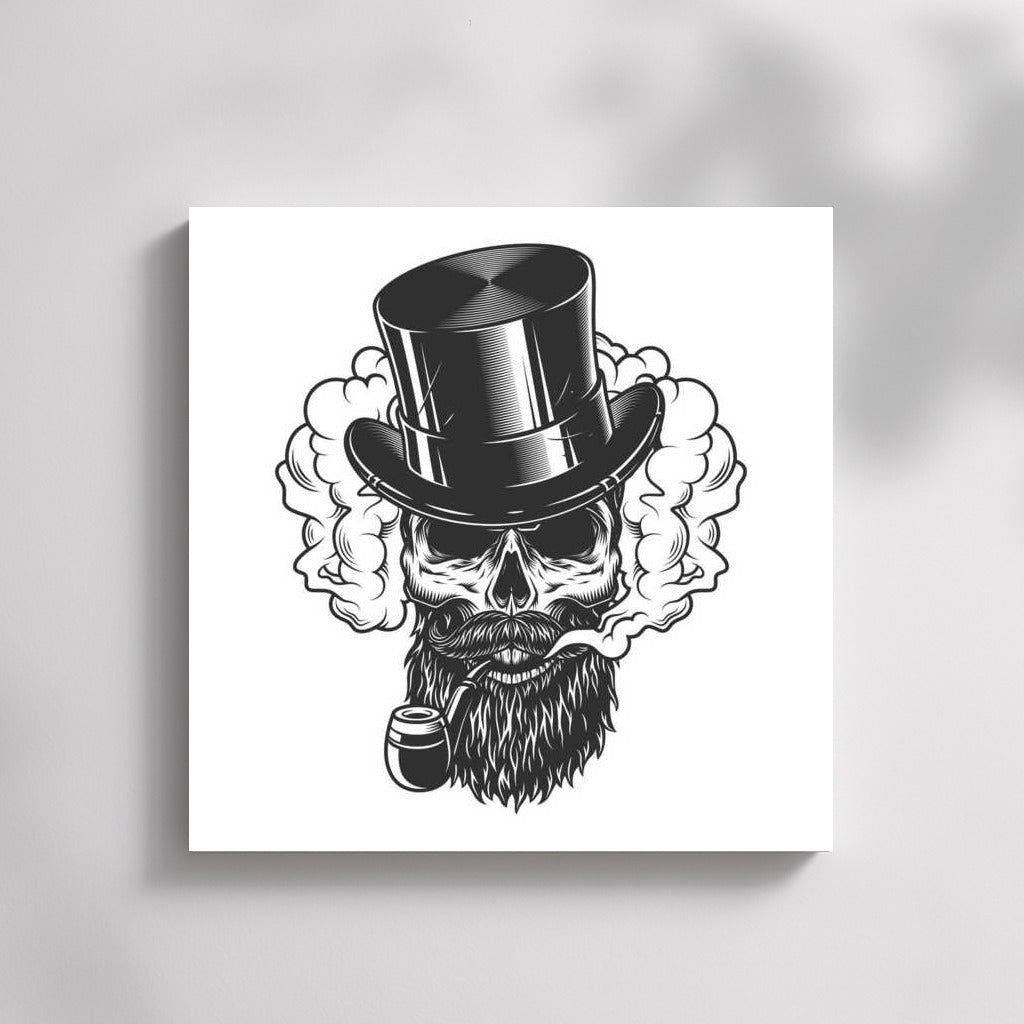Skull Tattoo in Top Hat with Pipe: Cheeky Charm