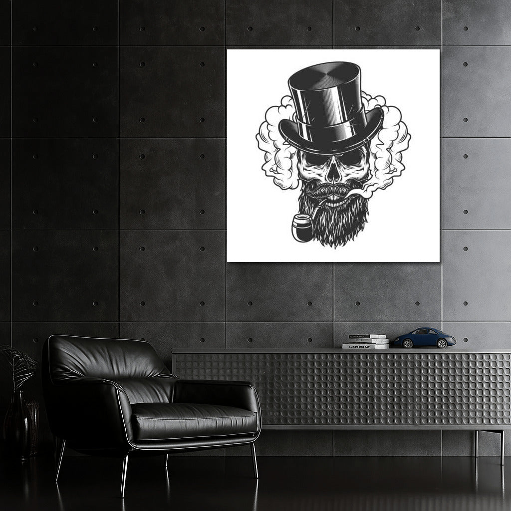 Skull Tattoo in Top Hat with Pipe: Cheeky Charm
