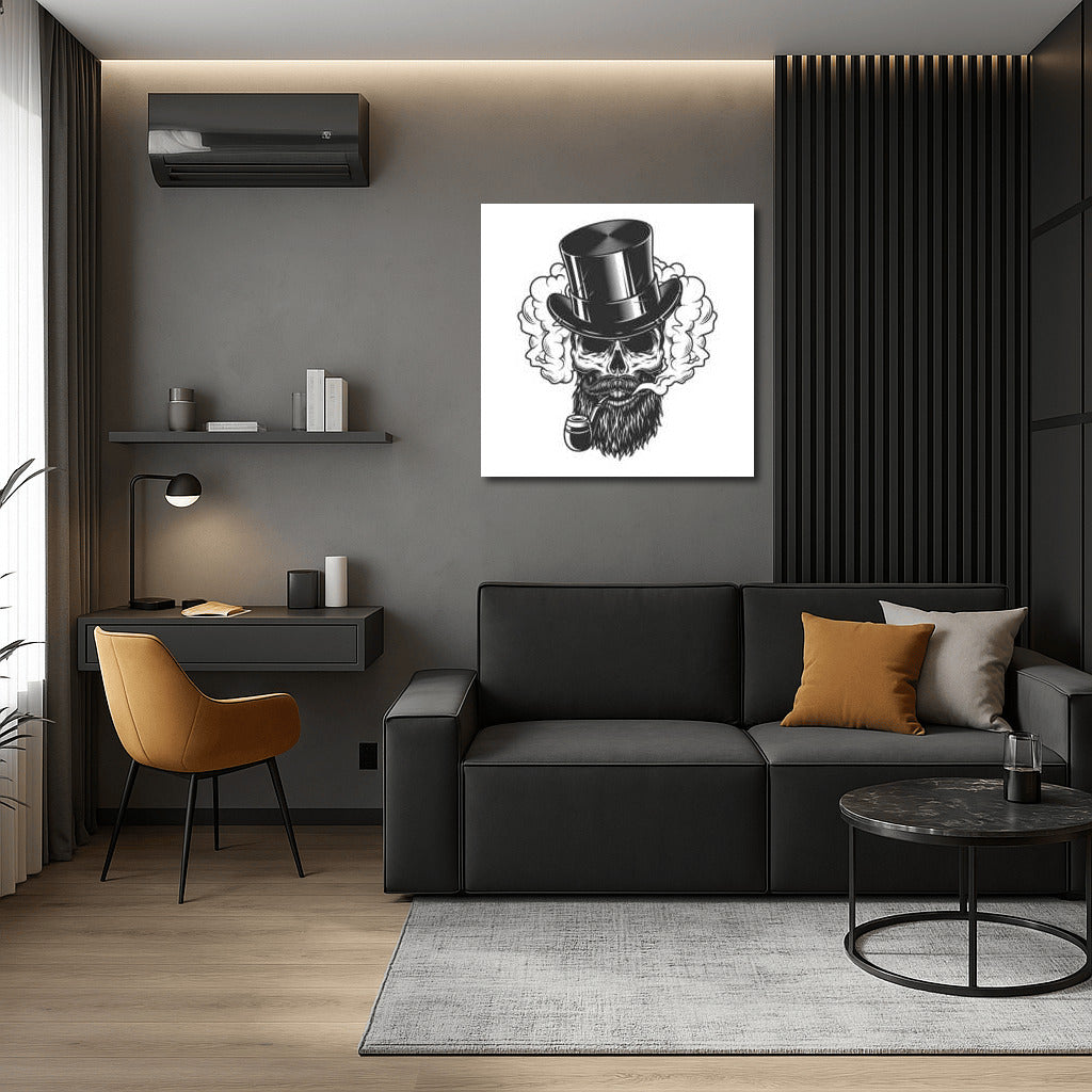 Skull Tattoo in Top Hat with Pipe: Cheeky Charm