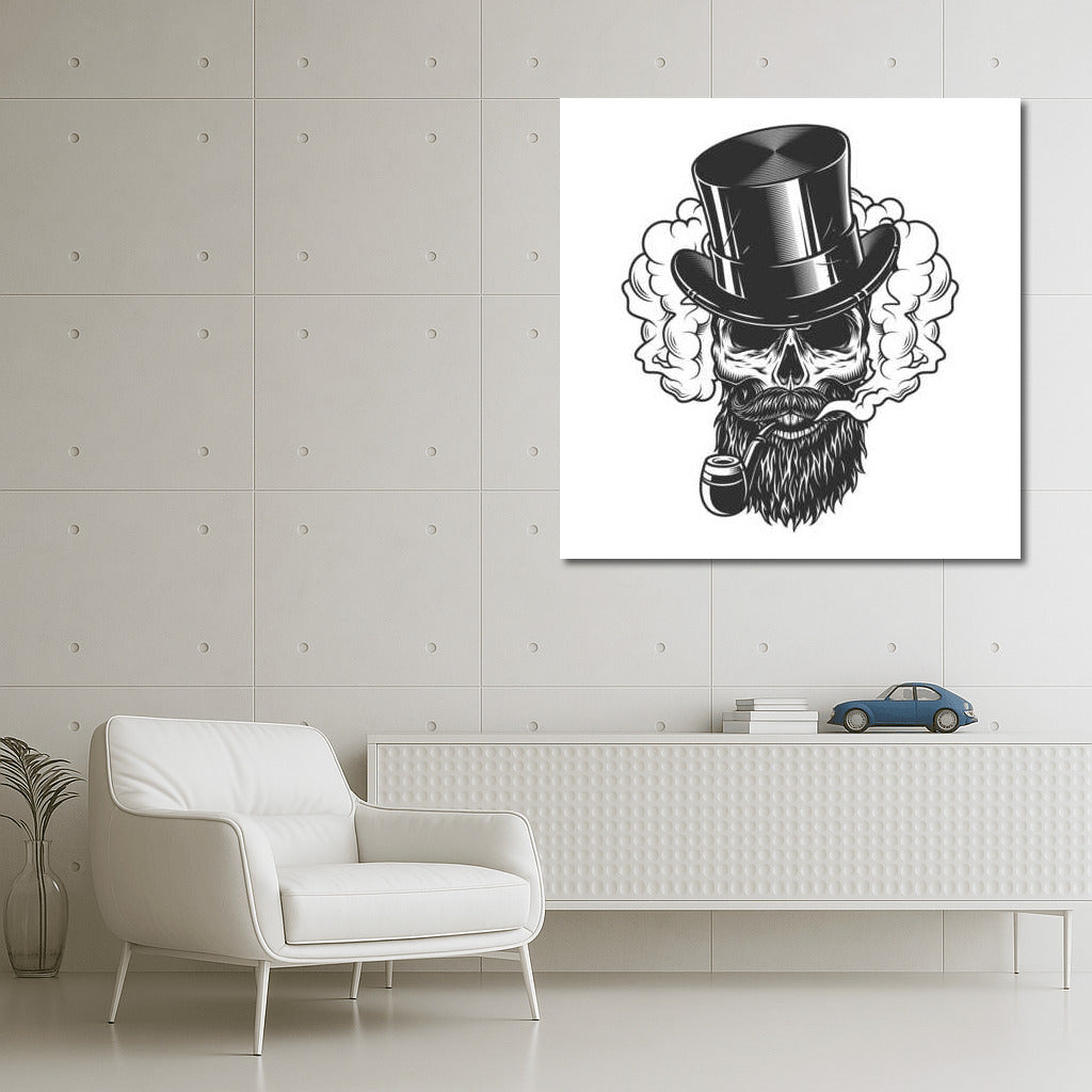 Skull Tattoo in Top Hat with Pipe: Cheeky Charm