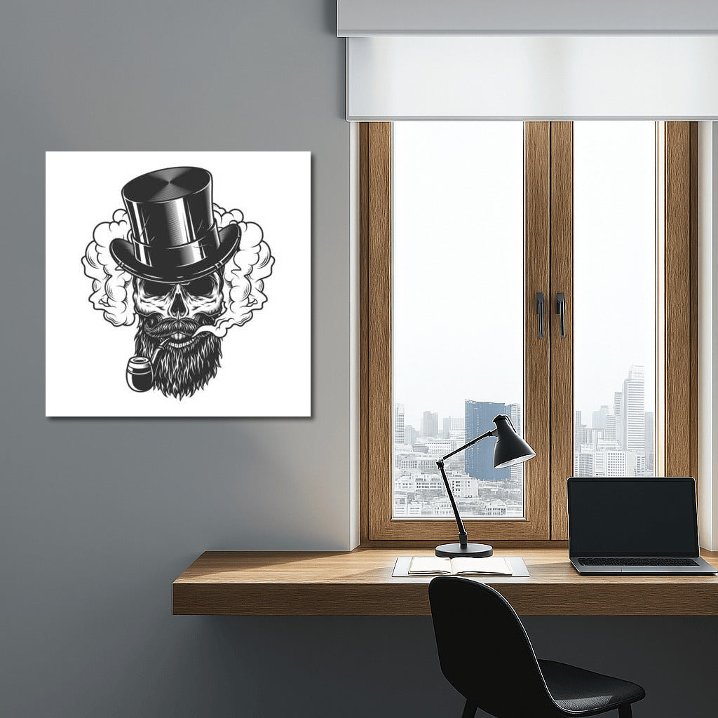 Skull Tattoo in Top Hat with Pipe: Cheeky Charm