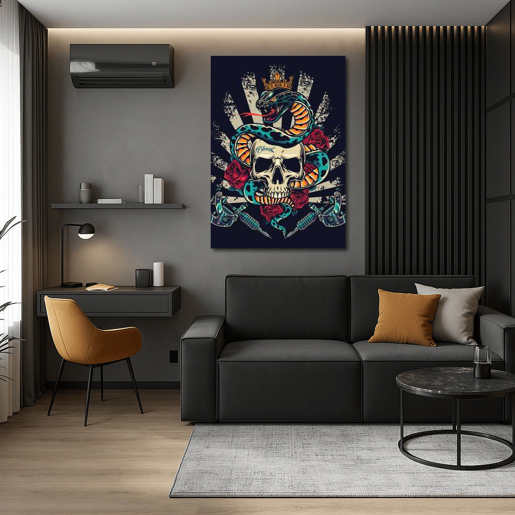 Tattoo Drama: Snake, Skull and Roses