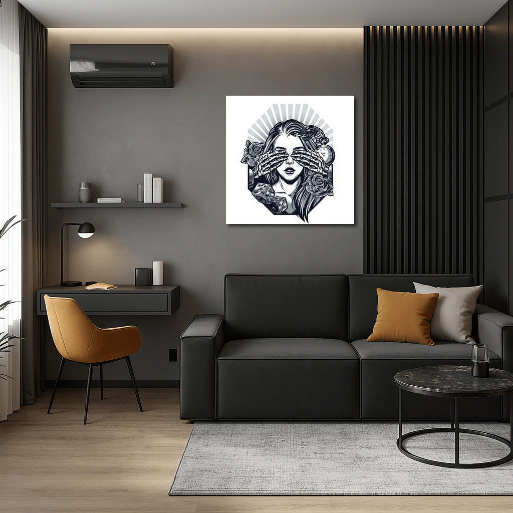 Tattoo Mystic: Roses and Clock in Black and White