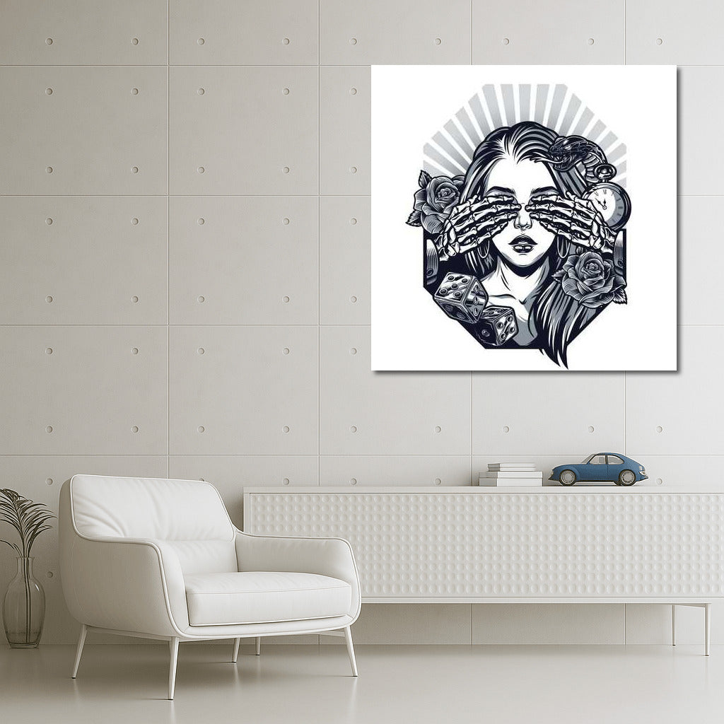 Tattoo Mystic: Roses and Clock in Black and White