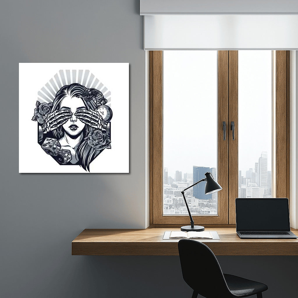 Tattoo Mystic: Roses and Clock in Black and White