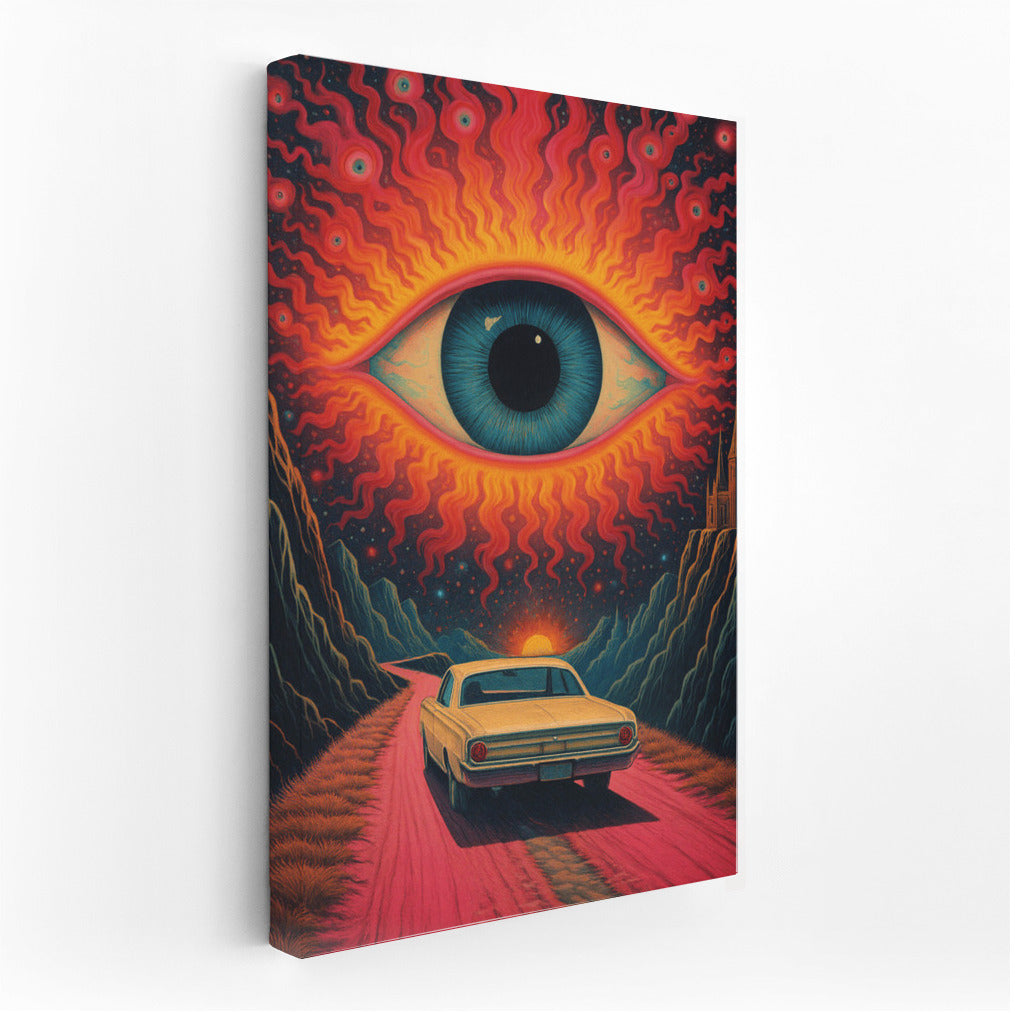 Hypnotic Gaze: A Psychedelic Journey into a Retro Car