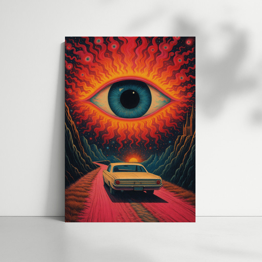 Hypnotic Gaze: A Psychedelic Journey into a Retro Car