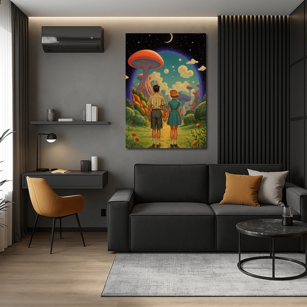 Giant Mushrooms Under the Starry Sky: Trippy Dive