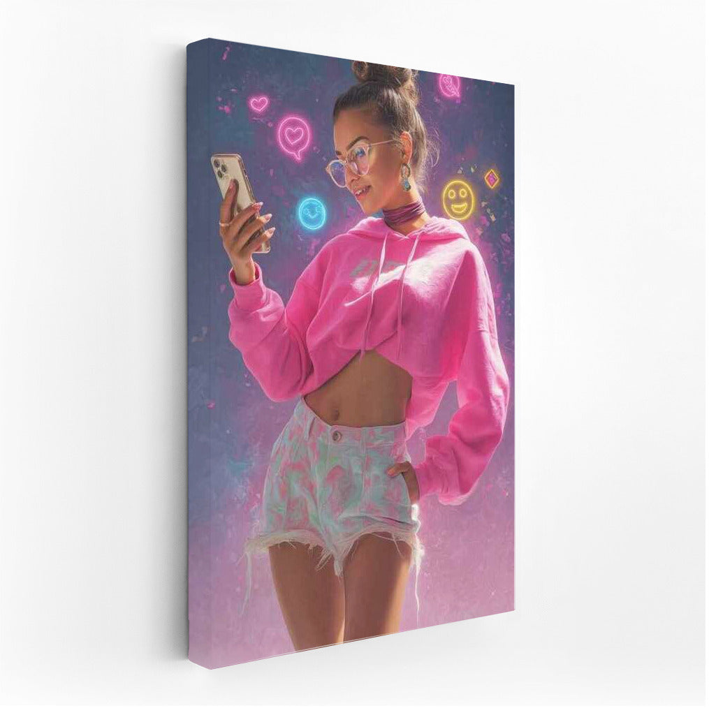 Retro Neon Girl: Y2K Aesthetic