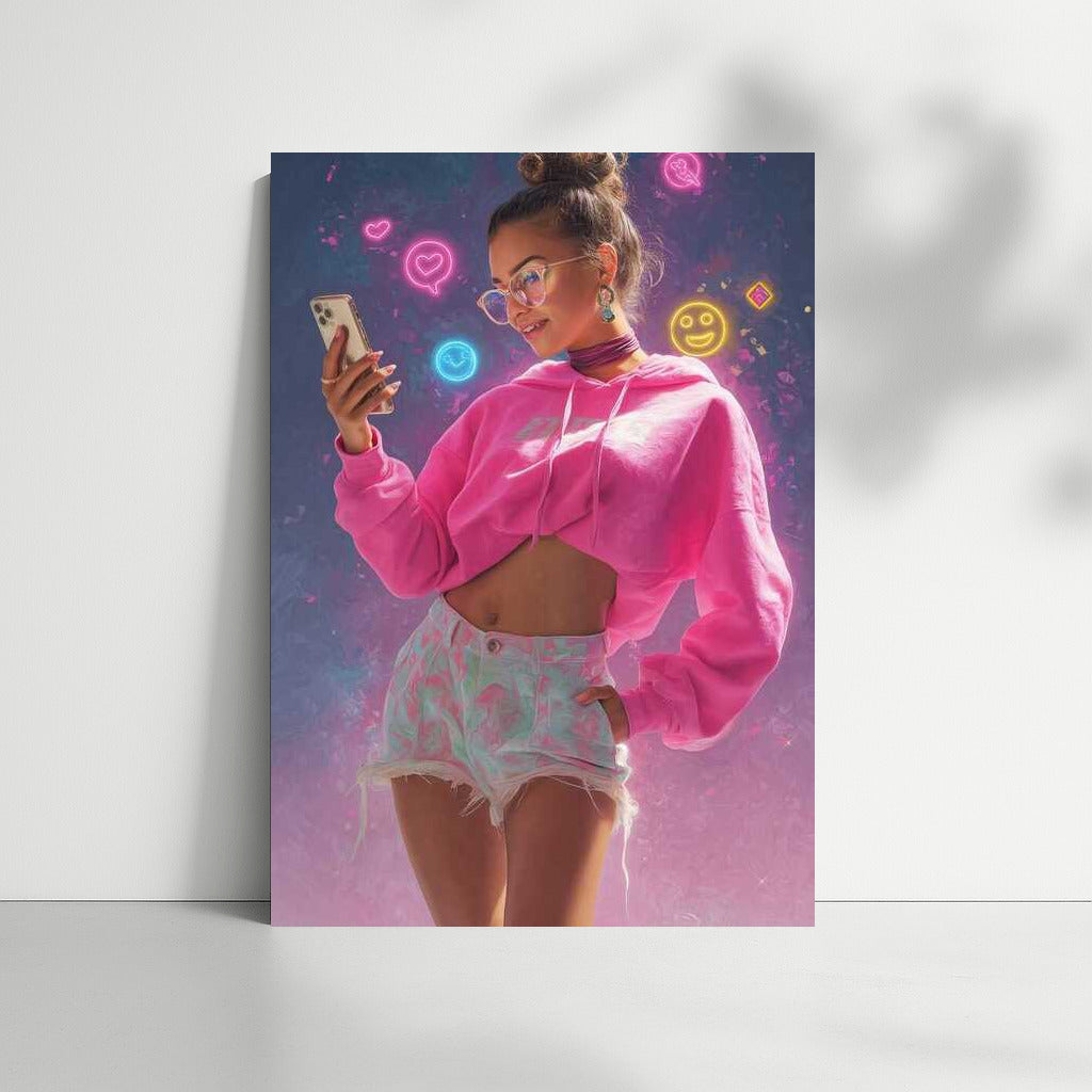 Retro Neon Girl: Y2K Aesthetic