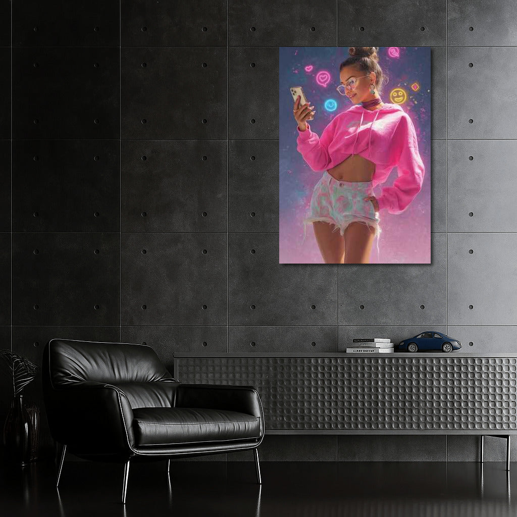 Retro Neon Girl: Y2K Aesthetic