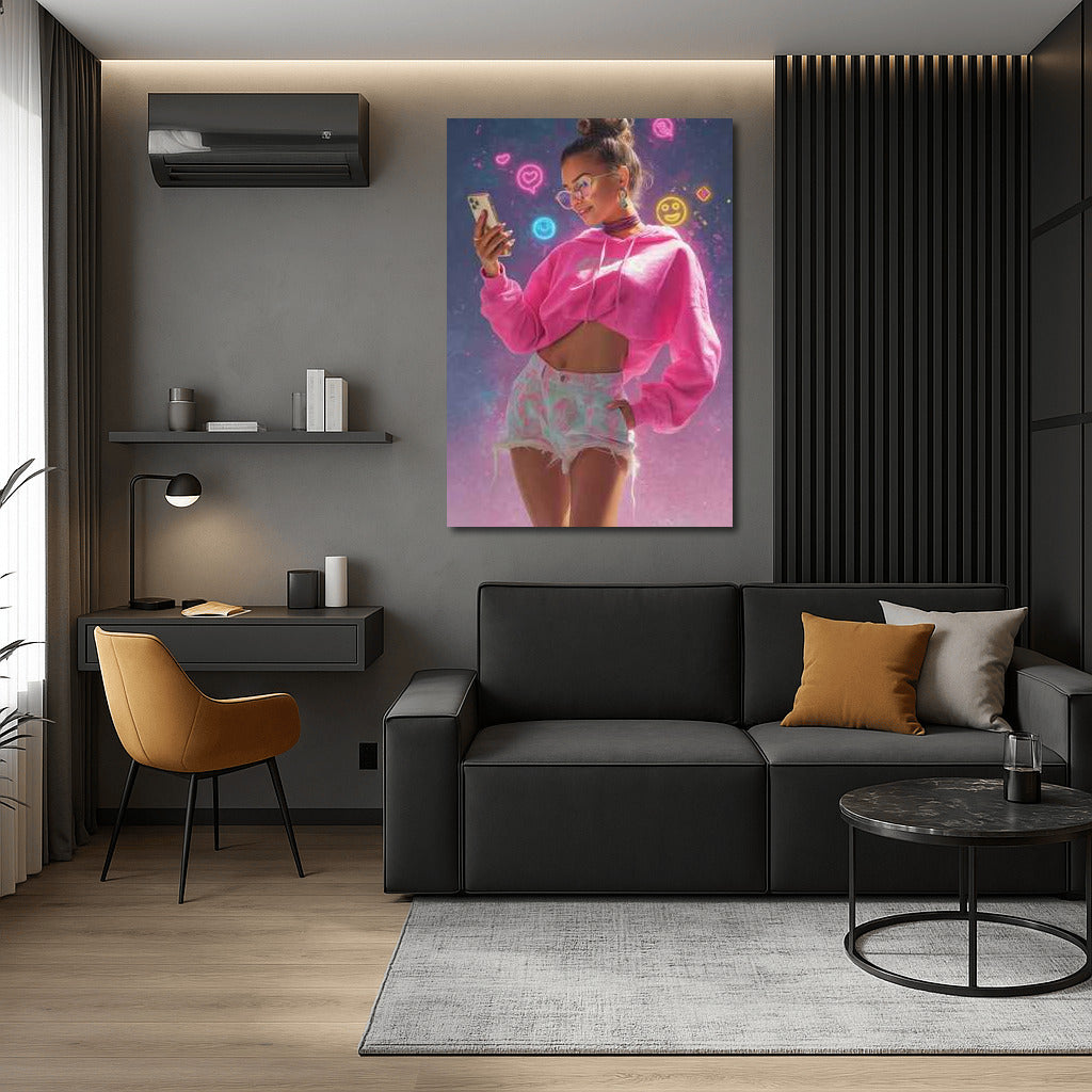 Retro Neon Girl: Y2K Aesthetic