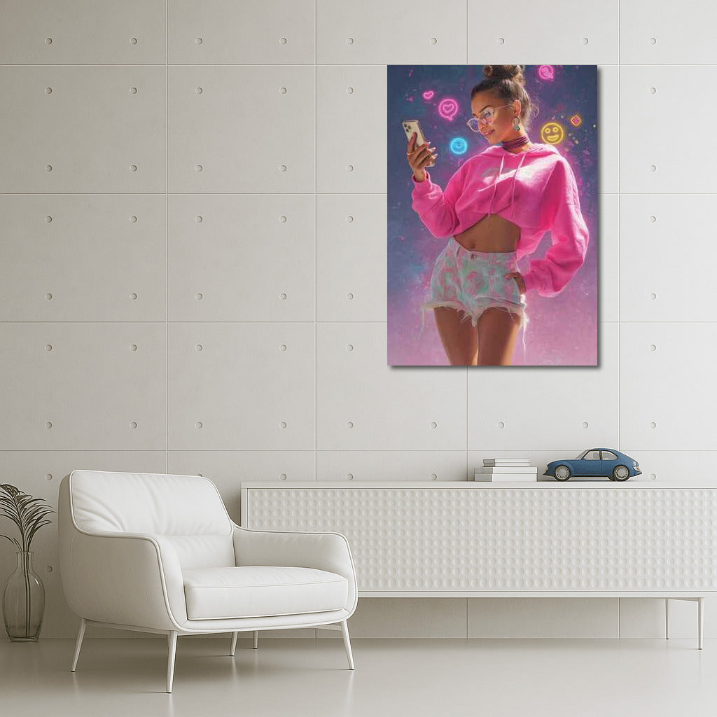 Retro Neon Girl: Y2K Aesthetic