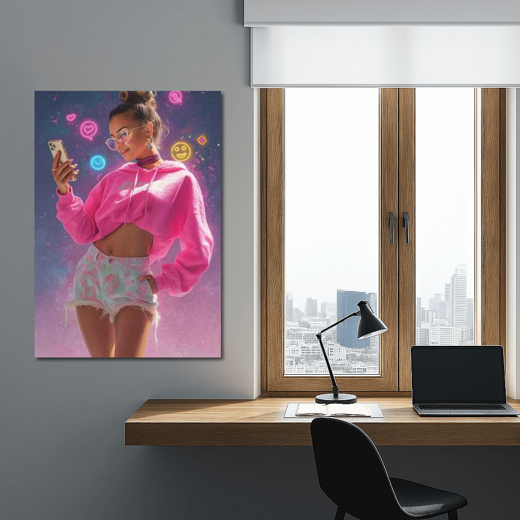 Retro Neon Girl: Y2K Aesthetic
