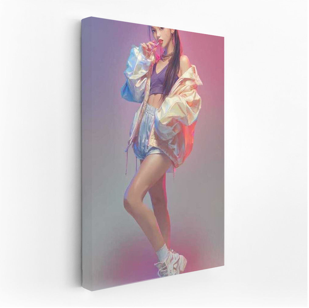 Neon Nostalgia: Y2K Style in Shorts and Jacket