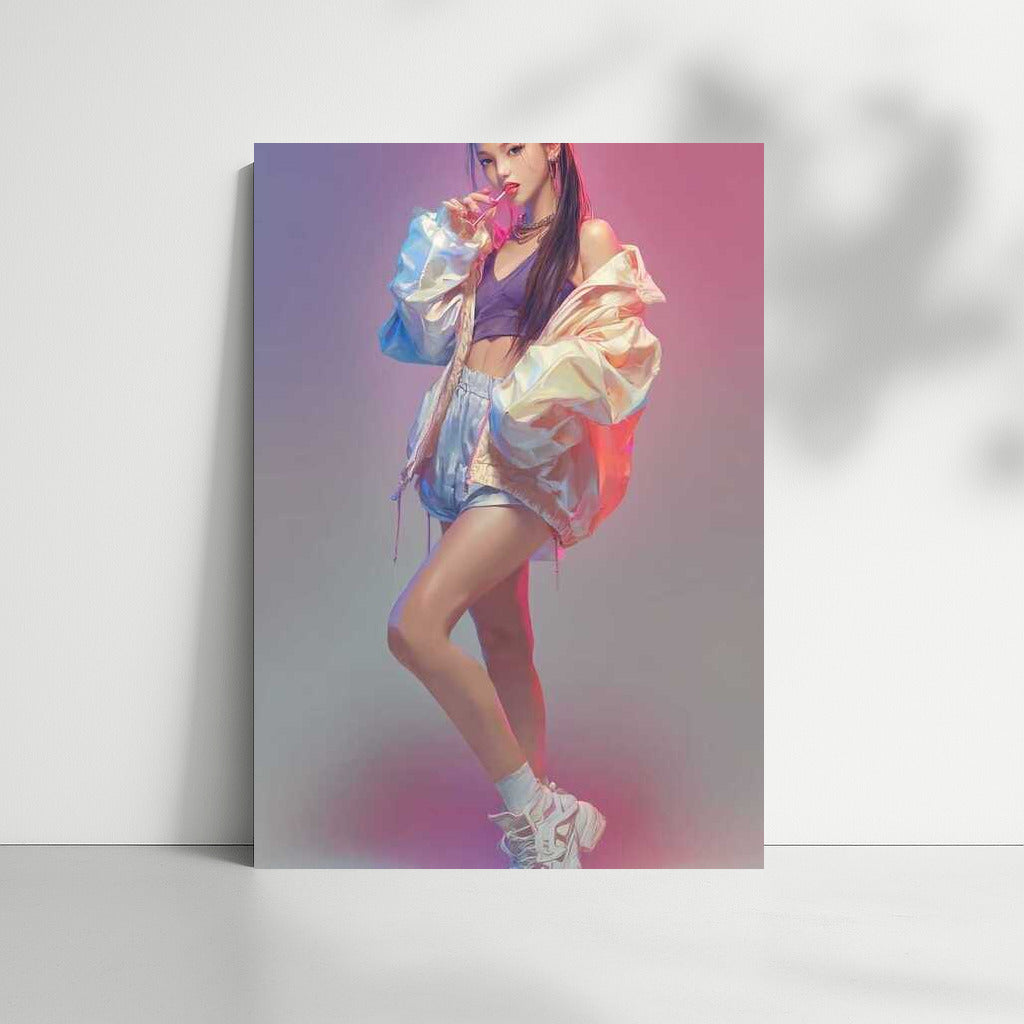 Neon Nostalgia: Y2K Style in Shorts and Jacket