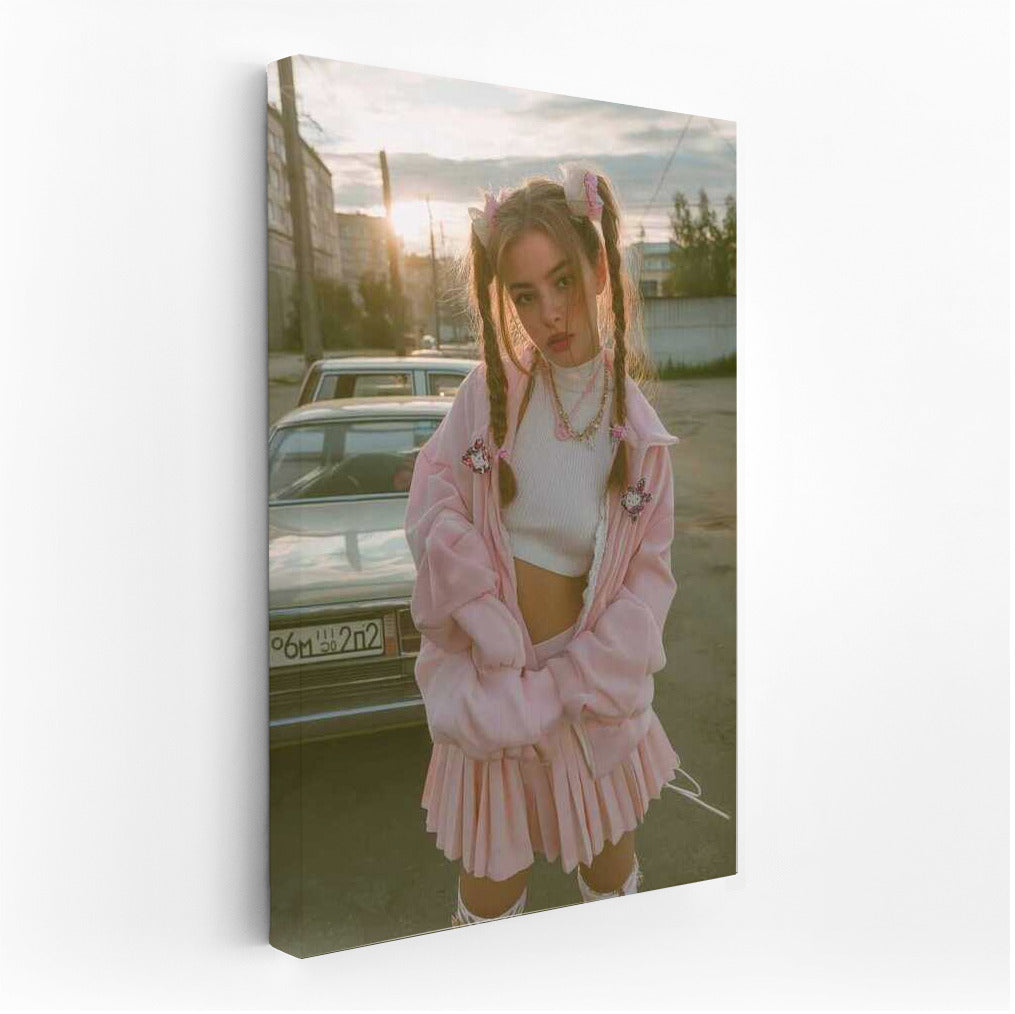 Retro Evening: Soft Pink Light Y2K Aesthetic