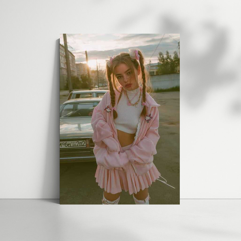 Retro Evening: Soft Pink Light Y2K Aesthetic