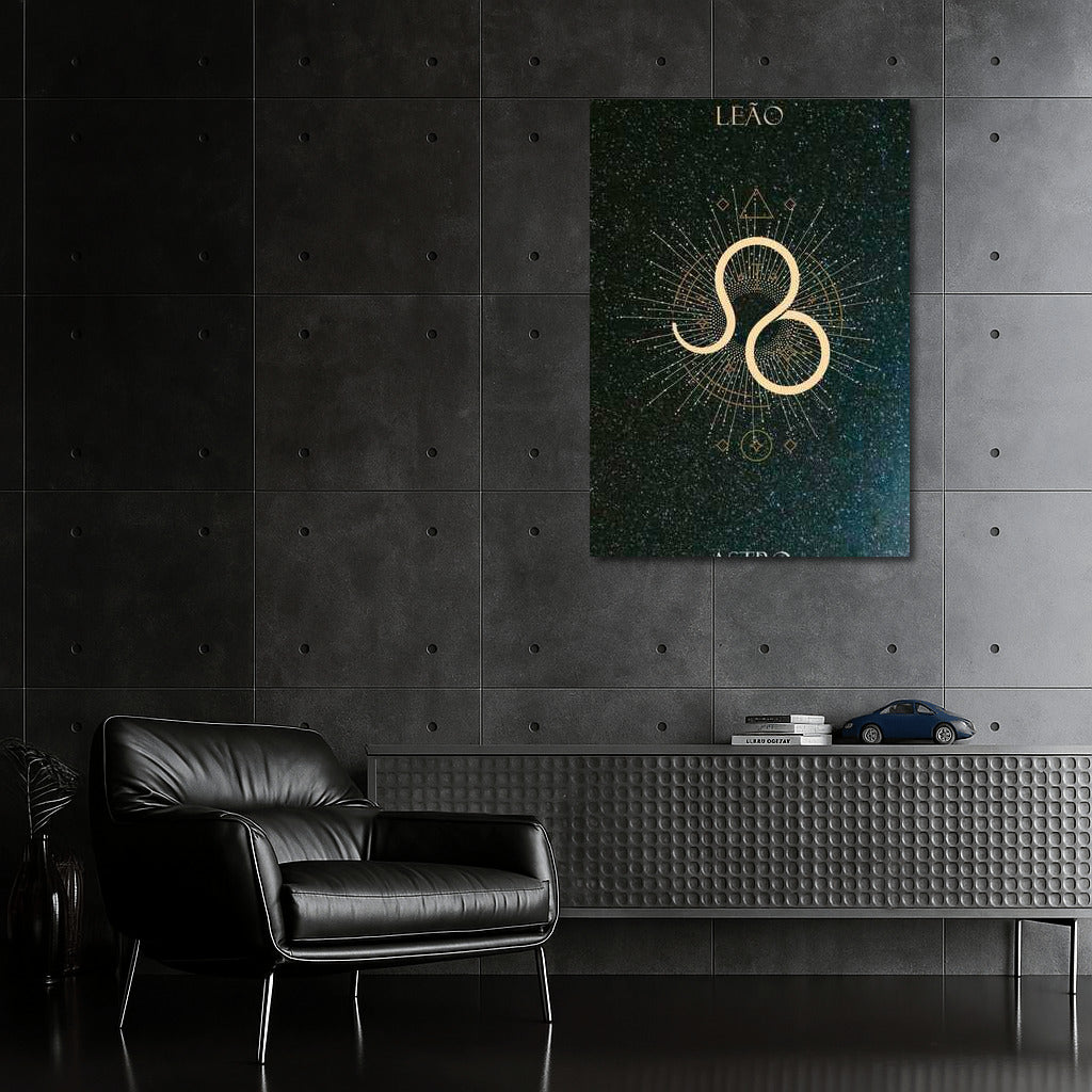 Leo Glow: Golden Zodiac Sign on Starry Background