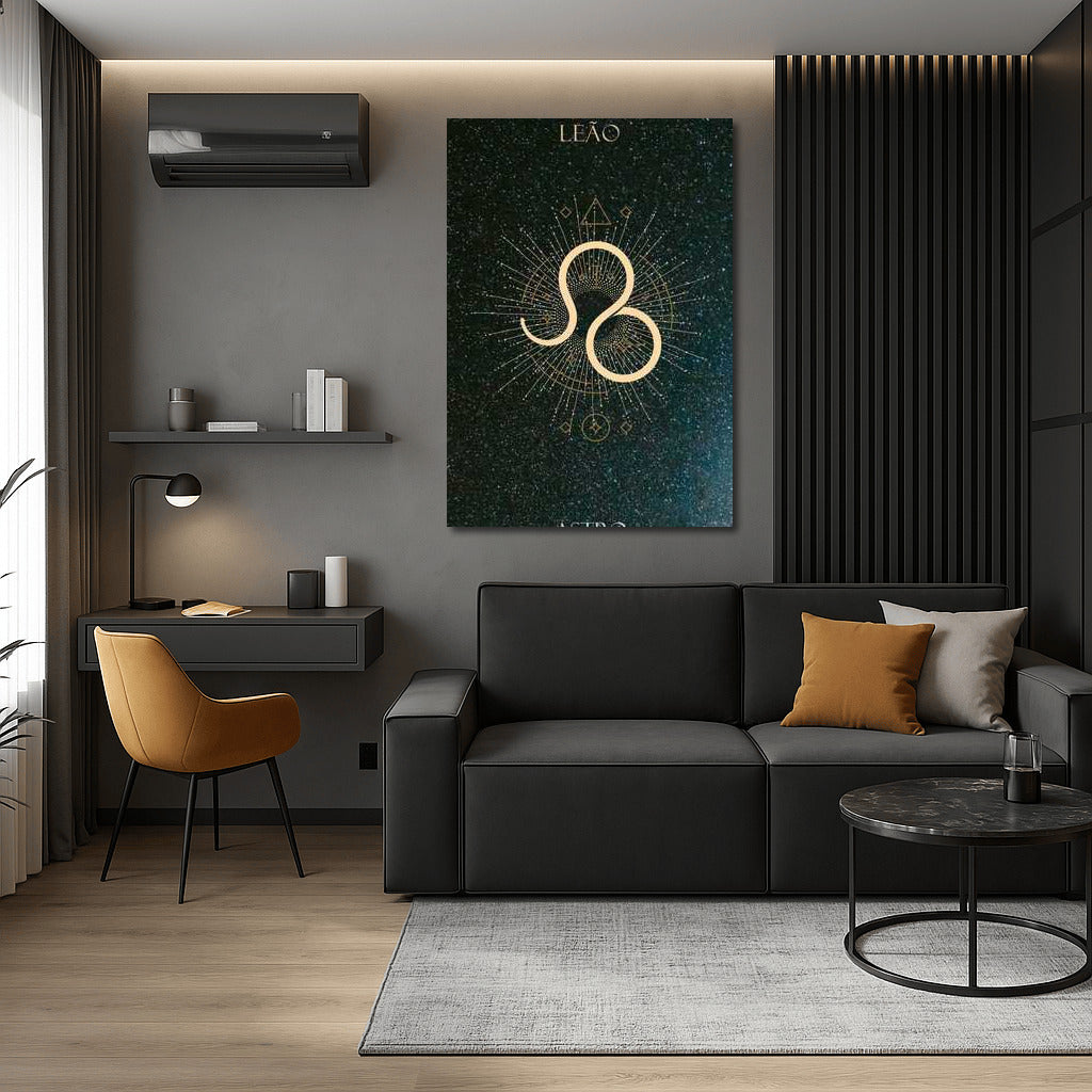 Leo Glow: Golden Zodiac Sign on Starry Background