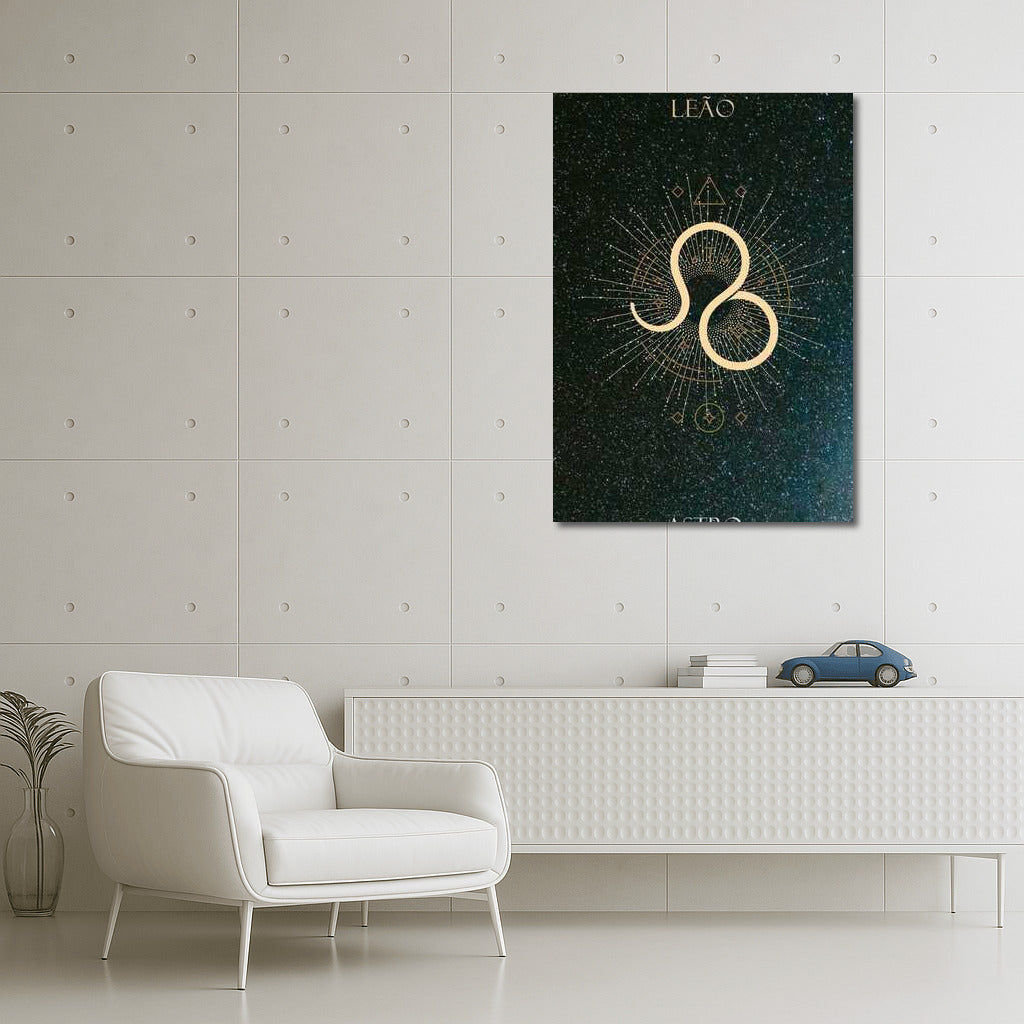Leo Glow: Golden Zodiac Sign on Starry Background