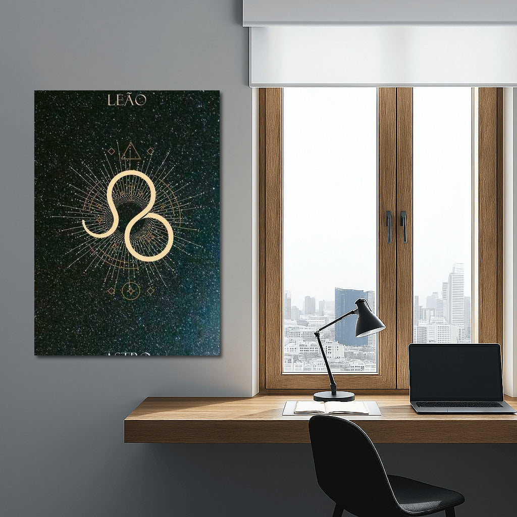 Leo Glow: Golden Zodiac Sign on Starry Background