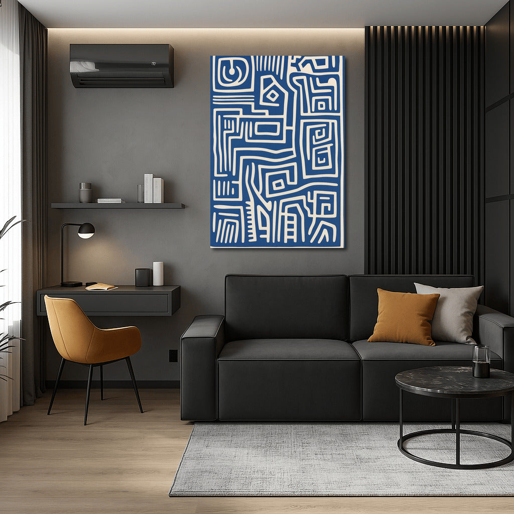 Blue and White Labyrinth of Tranquility: Minimalism and Harmony