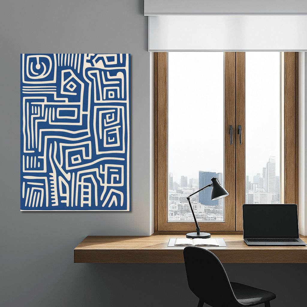 Blue and White Labyrinth of Tranquility: Minimalism and Harmony