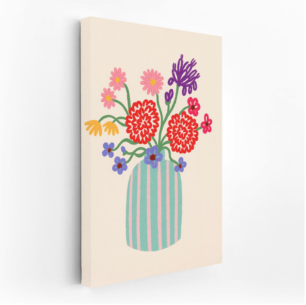 Flowers in a Striped Vase: Bright Minimalism for Freshness and Harmony