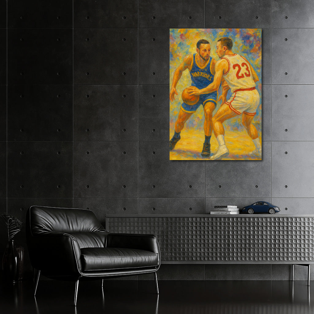Basketball Energy: A Vibrant Battle on Canvas