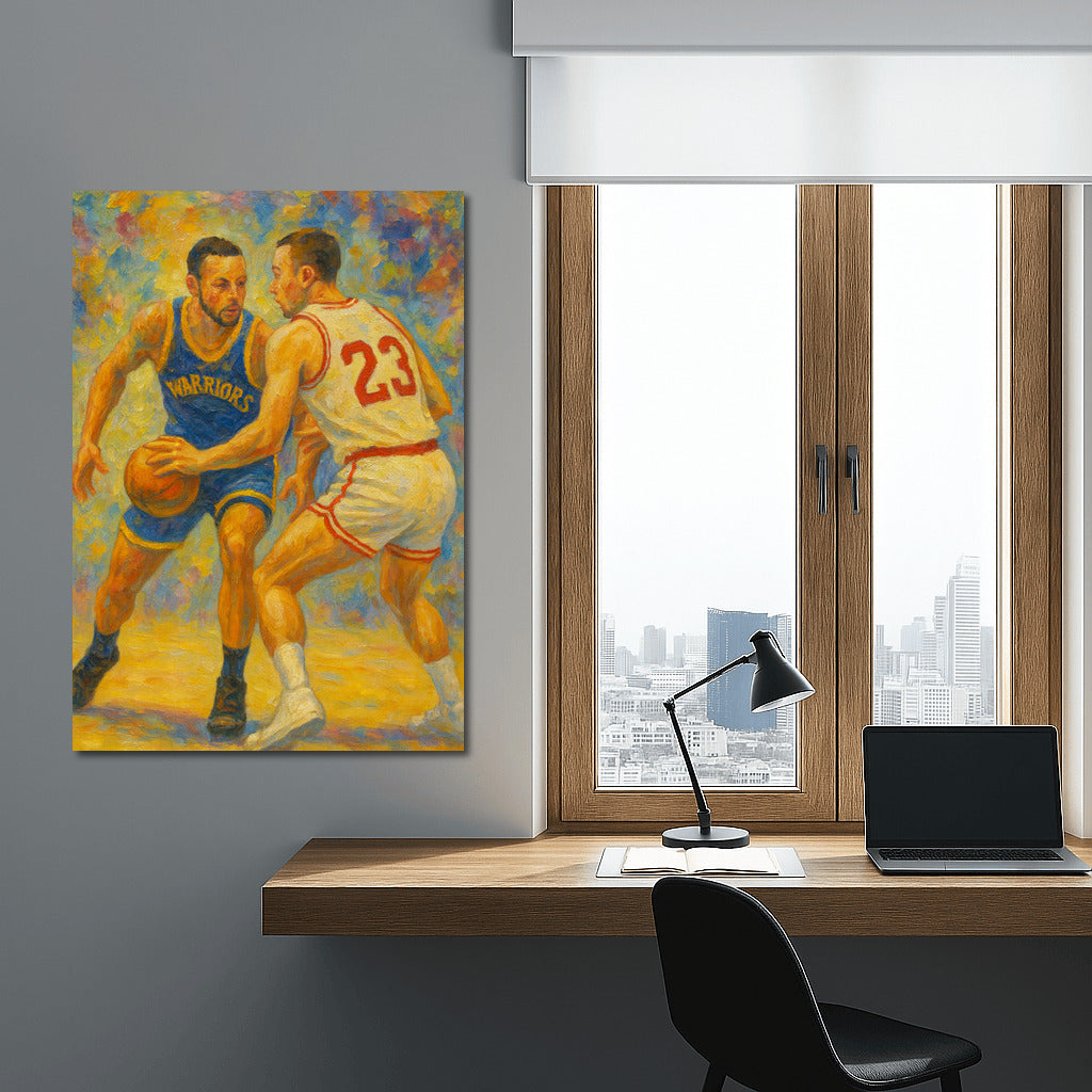 Basketball Energy: A Vibrant Battle on Canvas