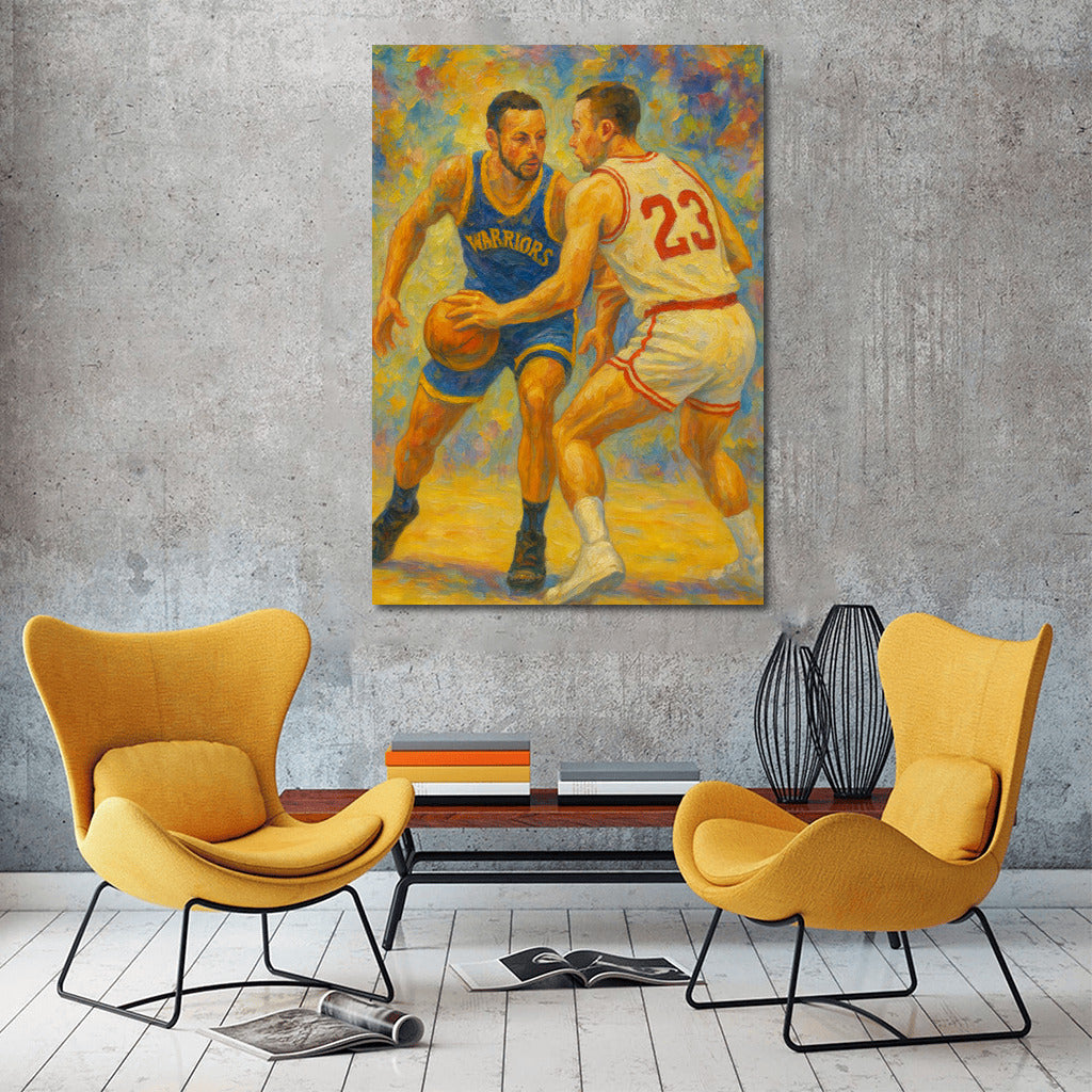 Basketball Energy: A Vibrant Battle on Canvas