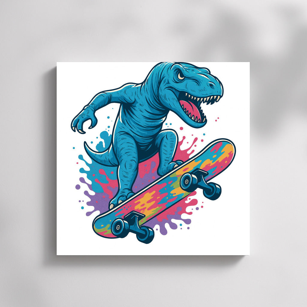 Daring Dino on Skateboard: Energy of Sport