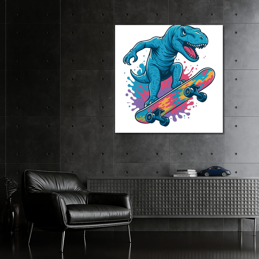 Daring Dino on Skateboard: Energy of Sport