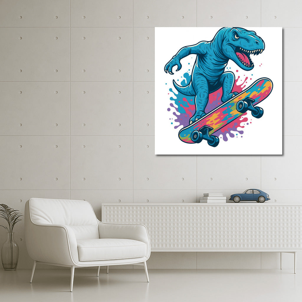 Daring Dino on Skateboard: Energy of Sport
