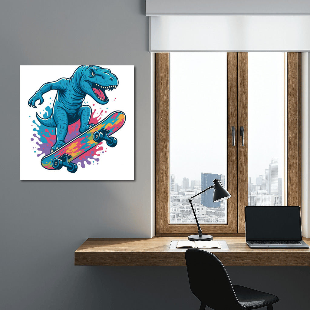 Daring Dino on Skateboard: Energy of Sport