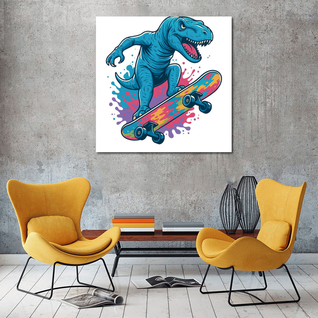 Daring Dino on Skateboard: Energy of Sport