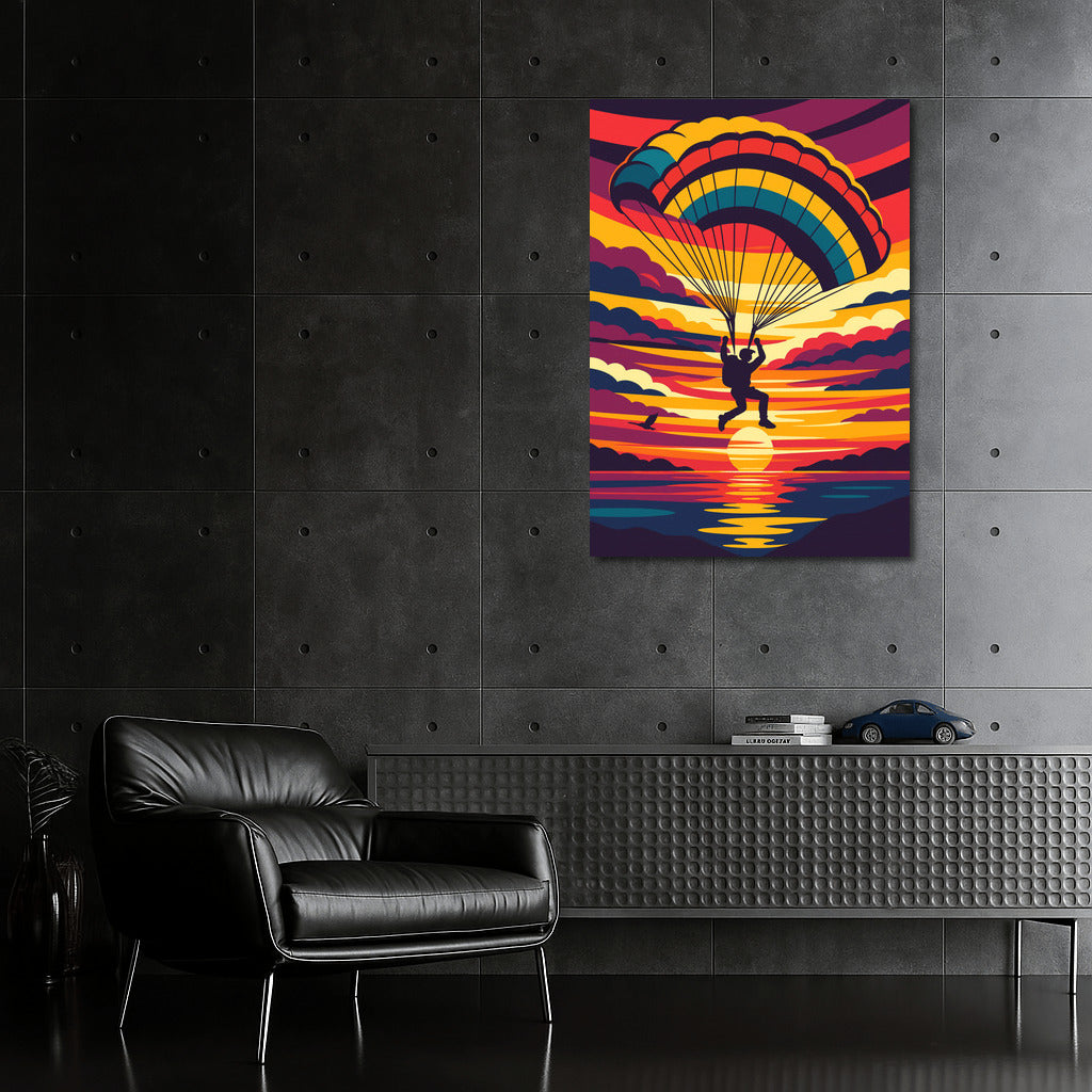 Freedom in the Sunset: Skydiver in Flight