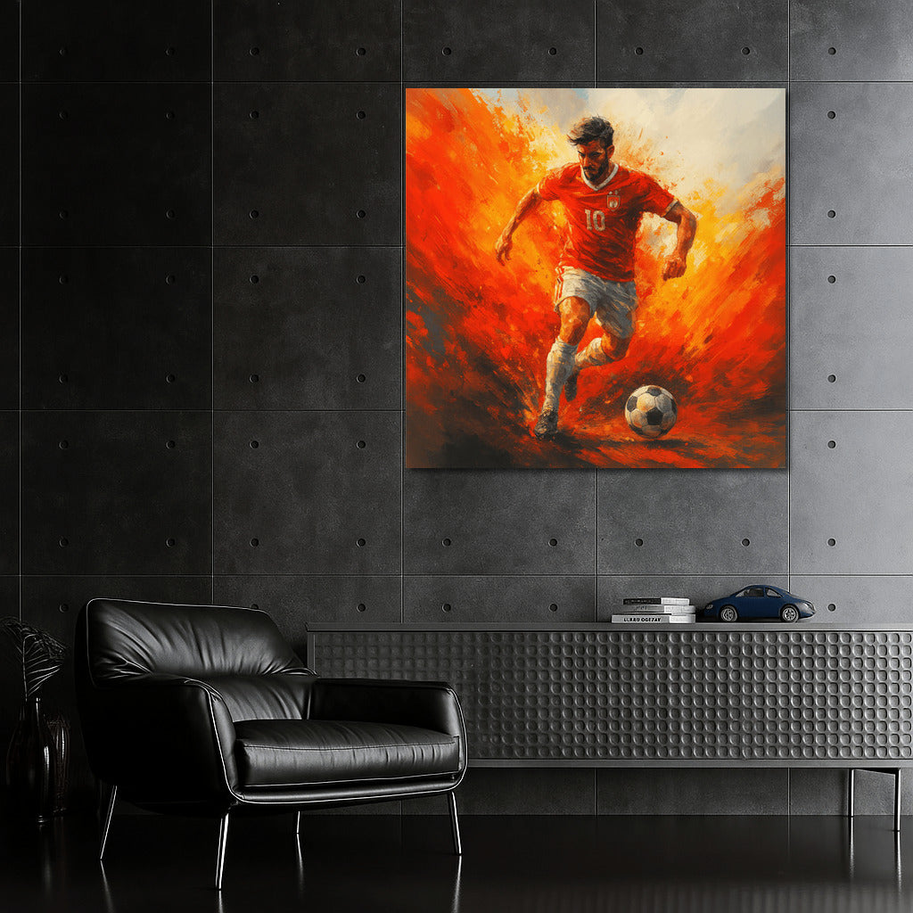 Flame of Football Passion: Soccer Energy on Your Wall